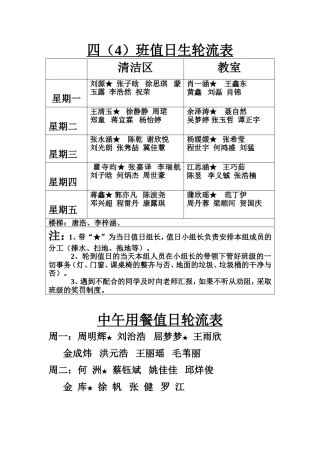 值日生轮流表