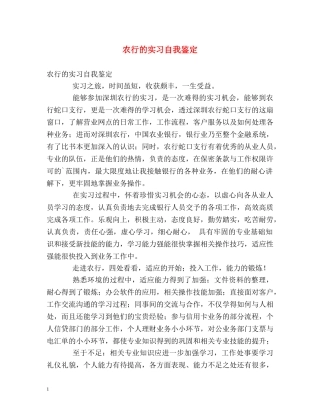 农行的实习自我鉴定 