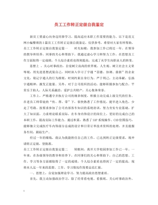 员工工作转正定级自我鉴定 