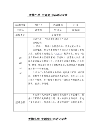 主题党日活动记录表