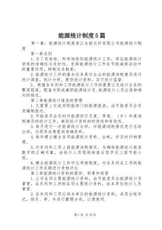 能源统计制度5篇