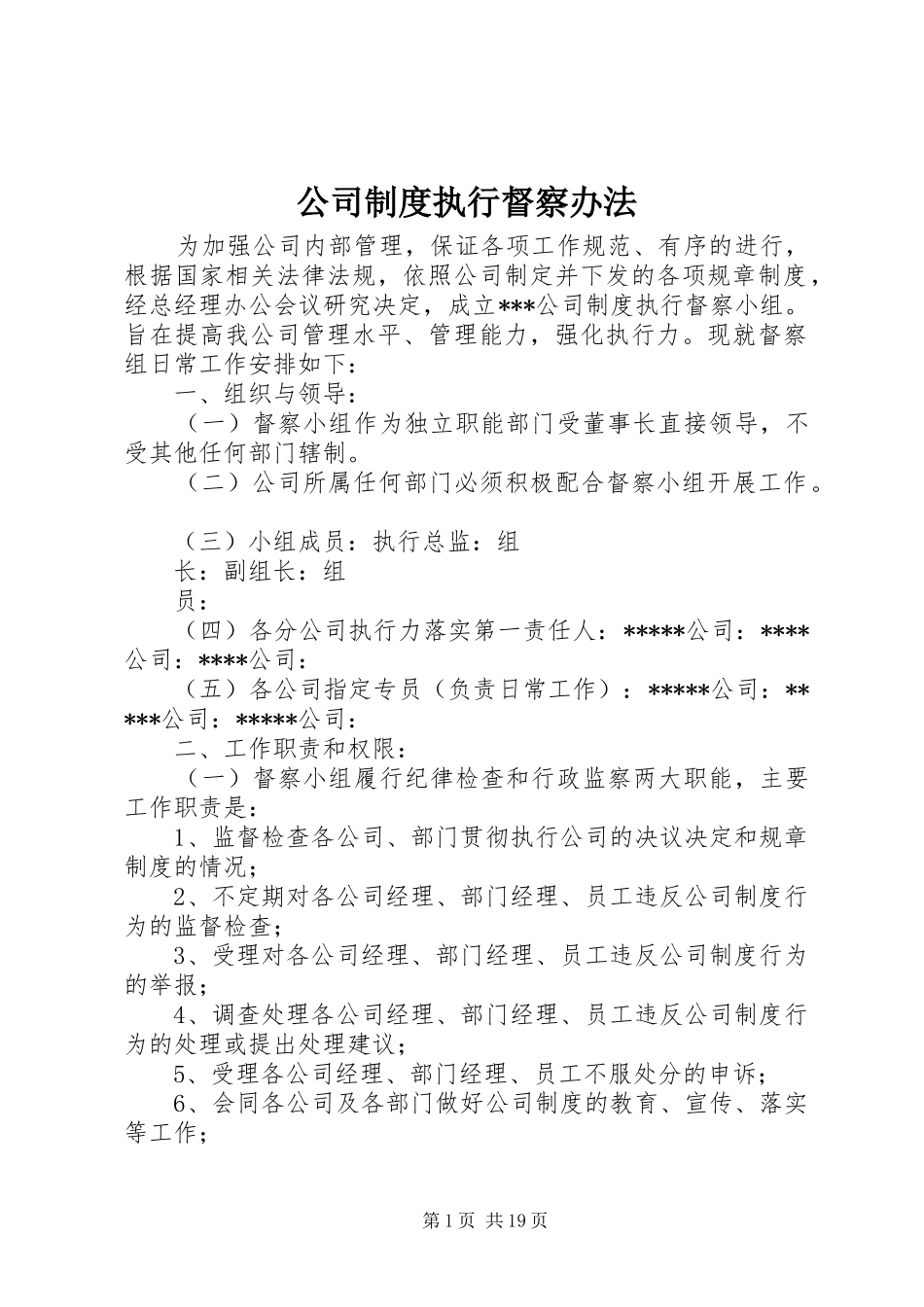公司制度执行督察办法_第1页