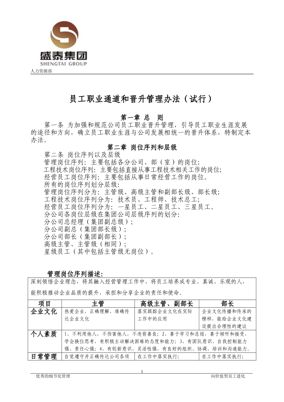 员工职业通道与晋升管理办法(新)_第1页