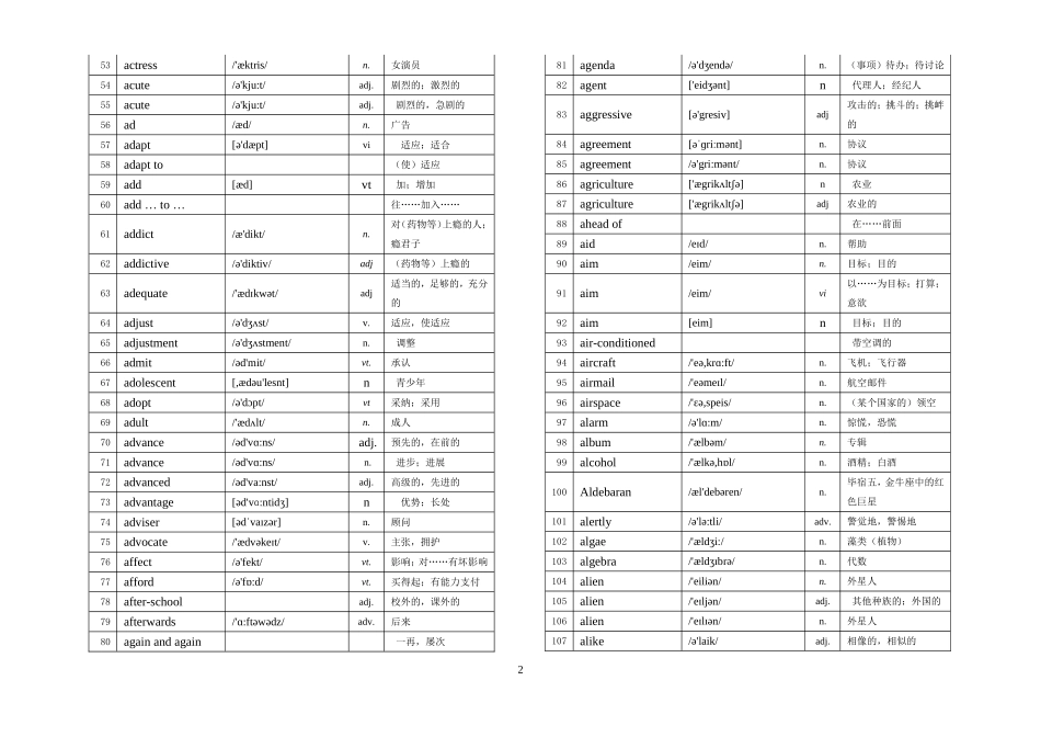 最新高中英语外研版选修和必修1-8单词汇总表(带音标-按字母顺序)_第2页