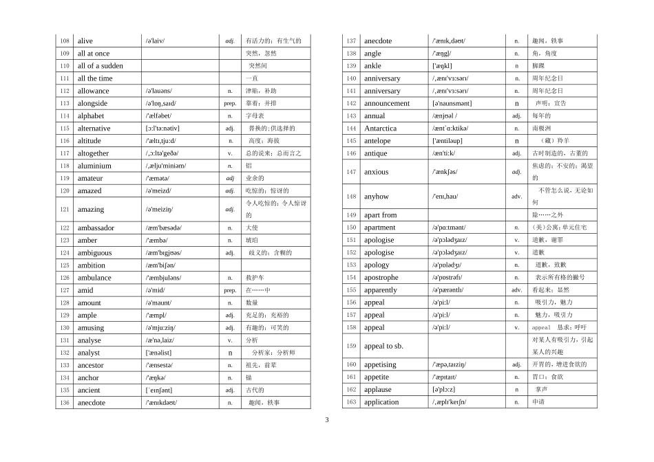 最新高中英语外研版选修和必修1-8单词汇总表(带音标-按字母顺序)_第3页