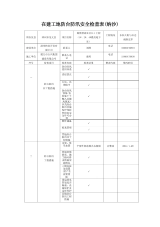 在建工地防台防汛安全检查表
