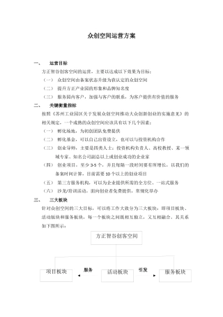 众创空间运营方案