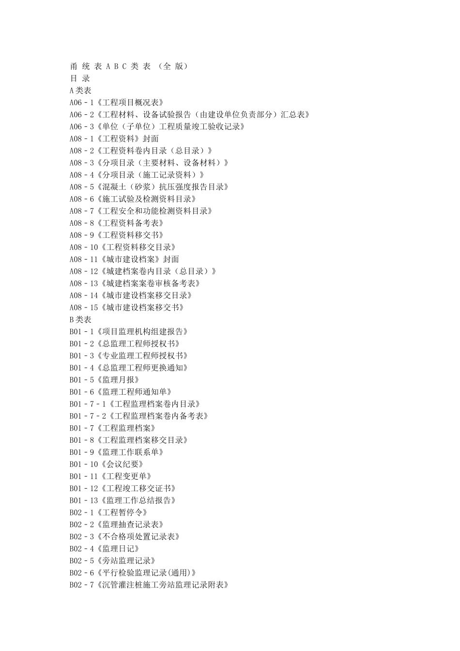 甬统表(全套)_第1页