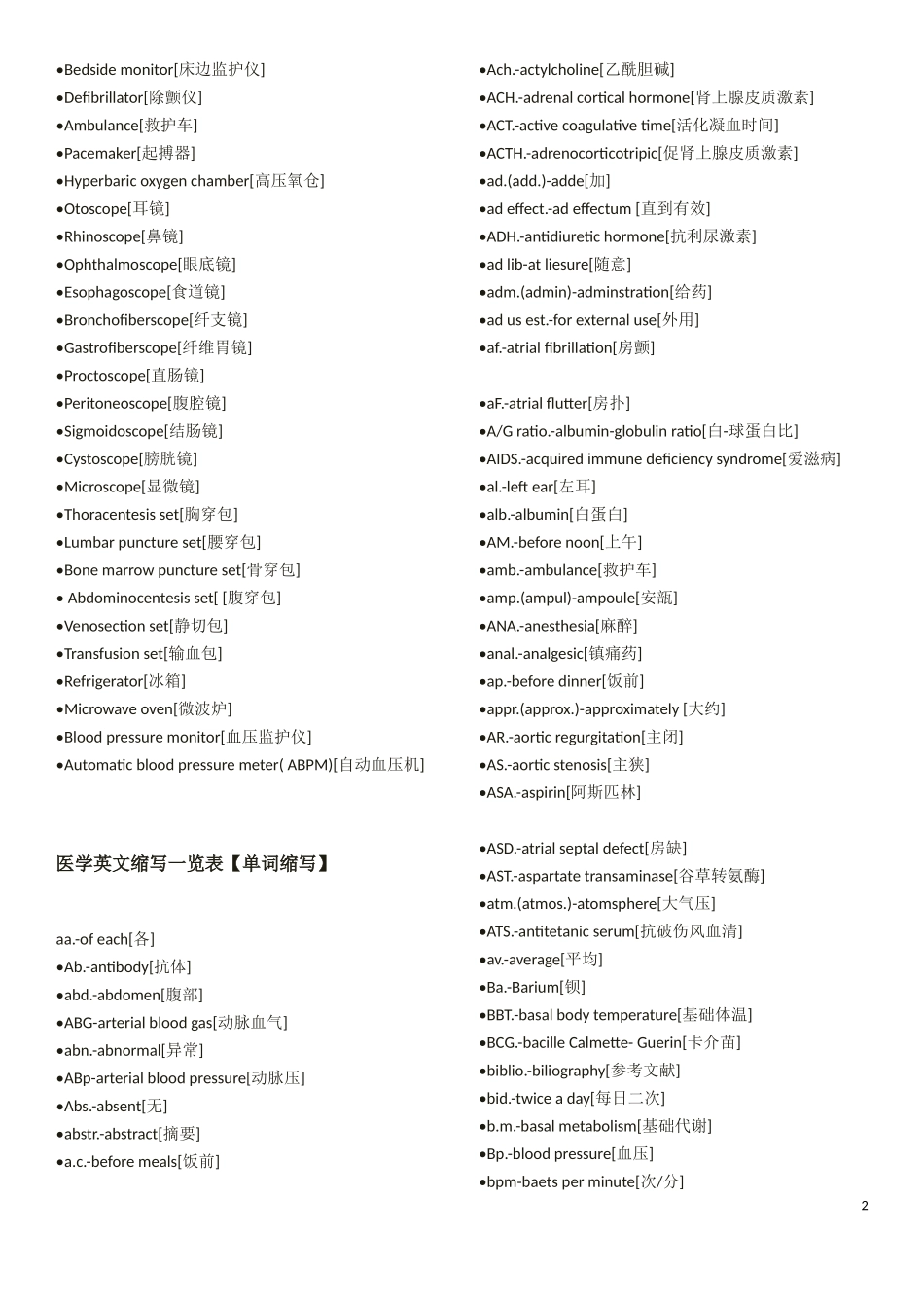 医学英文缩写一览表_第2页