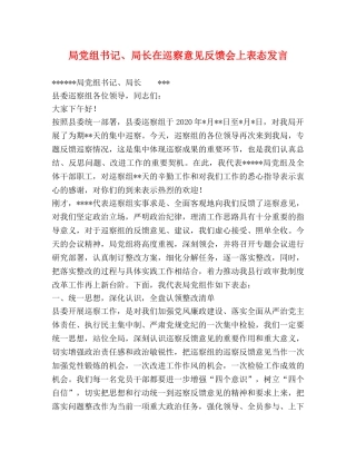 局党组书记、局长在巡察意见反馈会上表态发言 