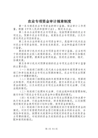 农业专项资金审计规章制度