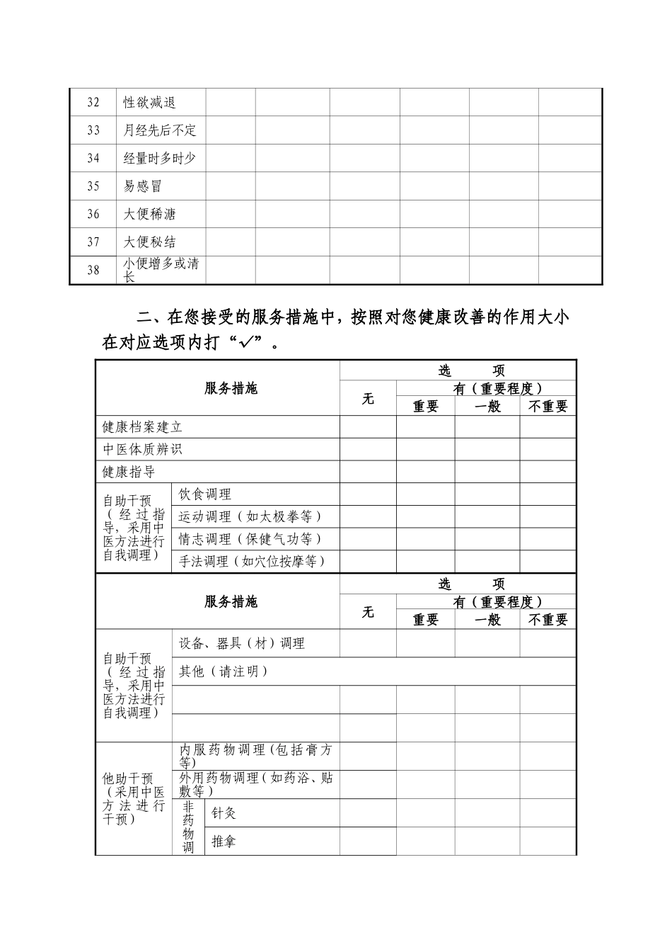 治未病服务效果健康情况改善和服务满意度调查表_第3页