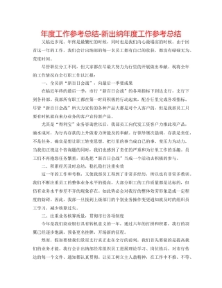 年度工作参考总结-新出纳年度工作参考总结 