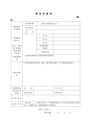 债-权-申-报-表