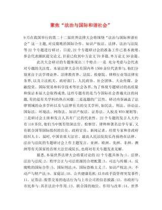聚焦“法治与国际和谐社会” 