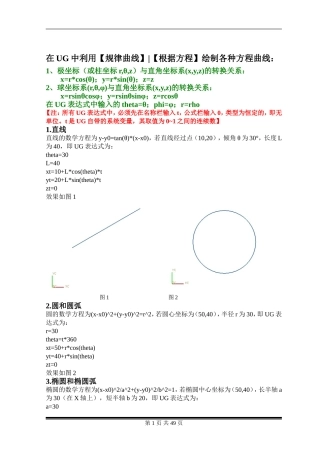 最全的UG方程曲线及详细表达式