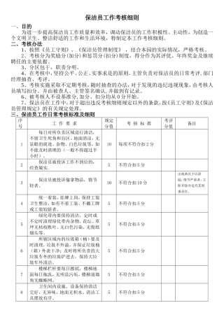 保洁员工作绩效考核标准及细则