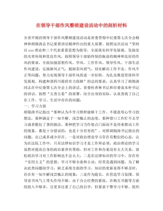 在领导干部作风整顿建设活动中的剖析材料 