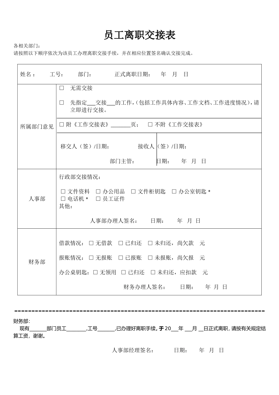 员工离职申请表(必备)交接表_第2页