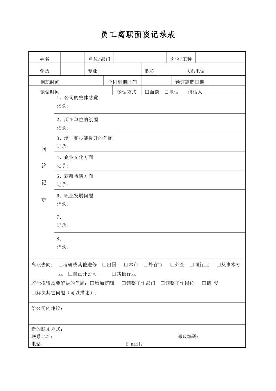 员工离职申请表(必备)交接表_第3页