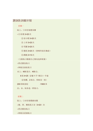 游泳队训练计划