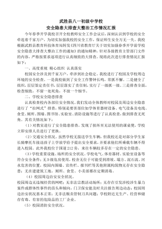 学校安全隐患大排查大整治工作情况汇报