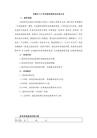 小学书香校园读书活动计划