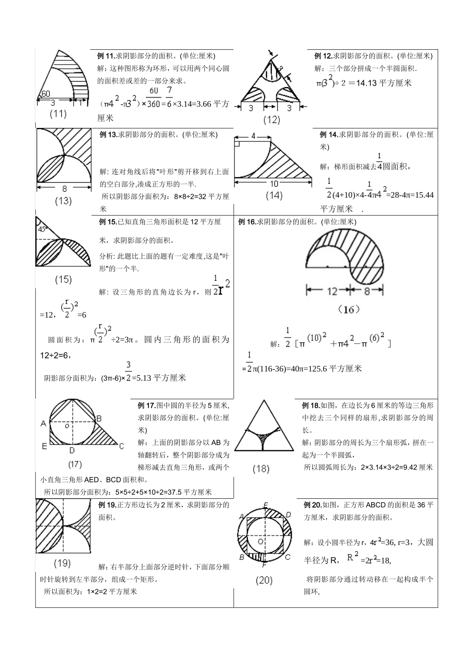 小学六年级求阴影部分面积试题和答案_第2页