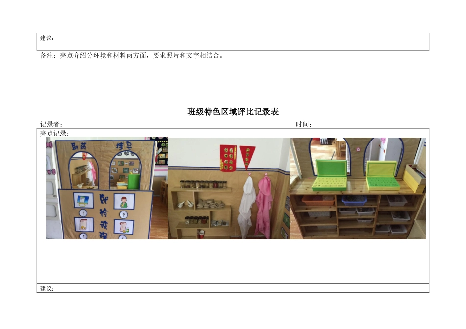 幼儿园班级特色区域环境创设记录表_第2页