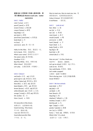 小学英语单词一览表