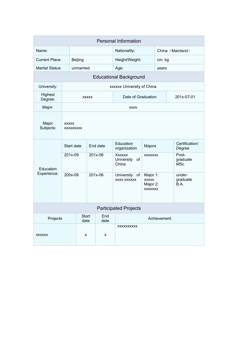 英文简历模板(简洁版)_第2页