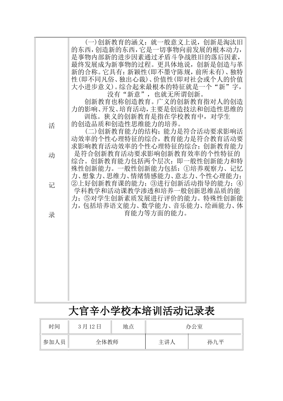 小学校本培训活动记录表_第2页