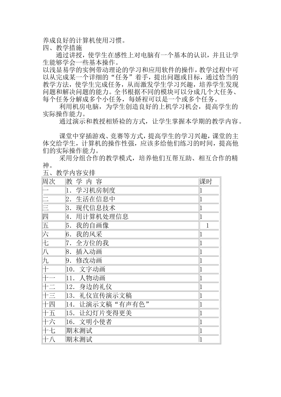 小学信息技术教学计划_第2页