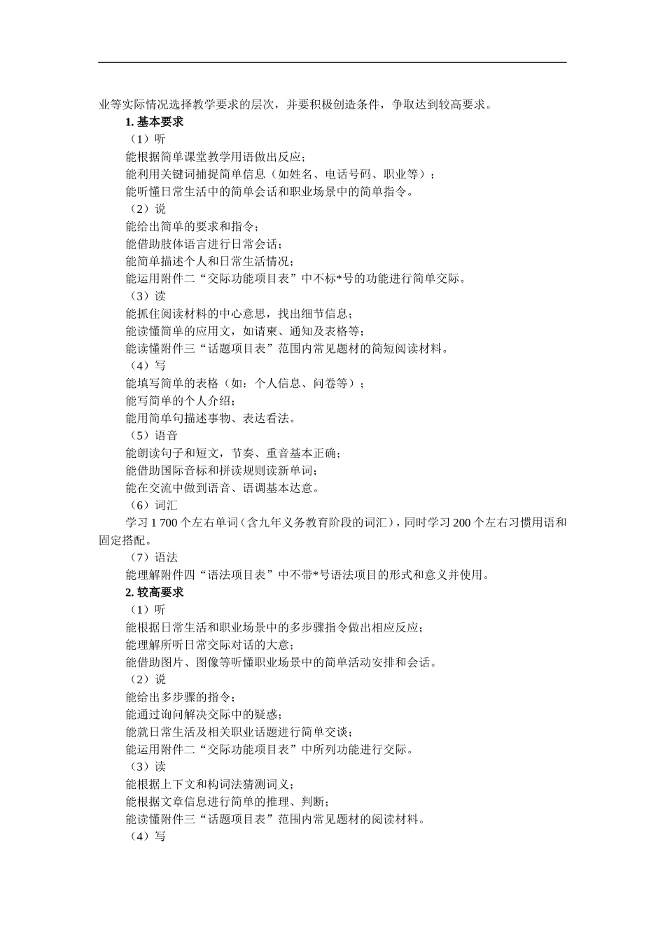中等职业学校英语教学大纲_第2页