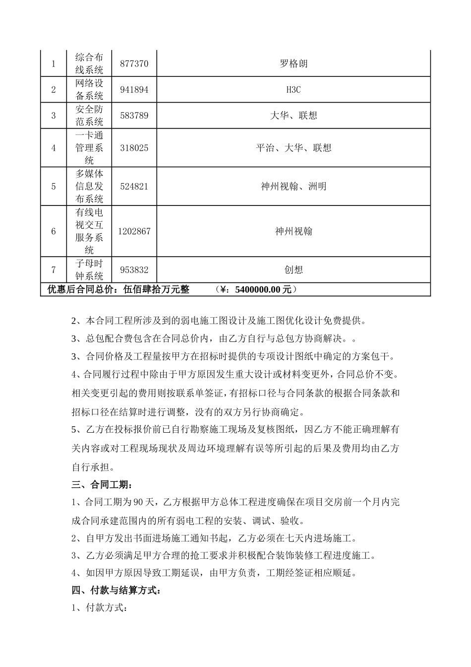 智能化弱电系统工程承包合同_第3页