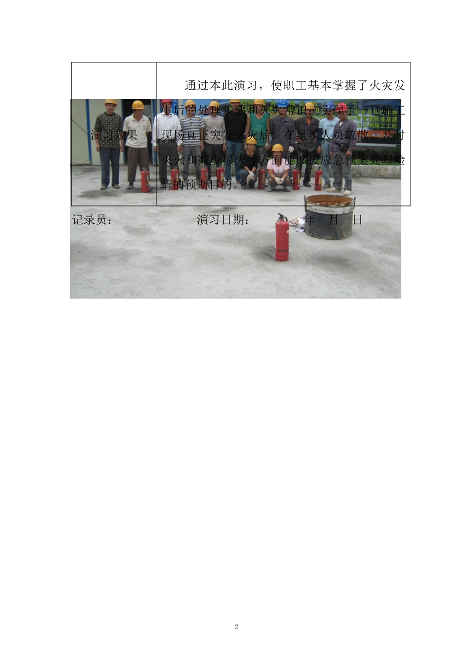 消防演练-应急情况演习记录表_第2页
