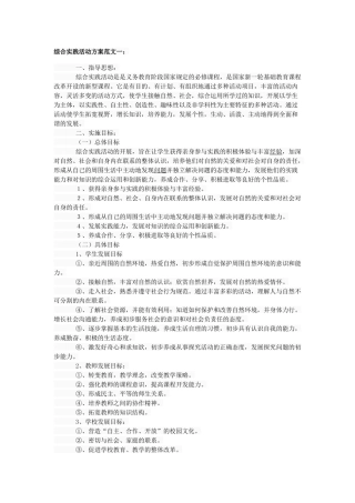 综合实践活动方案范文一