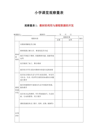 小学课堂观察量表