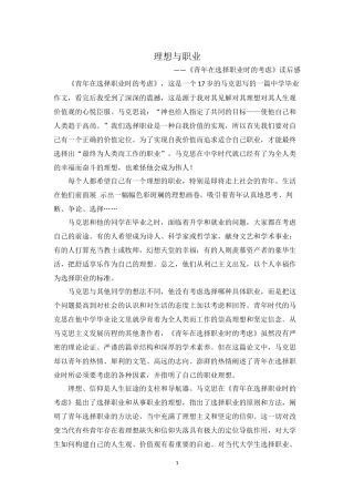 中特读后感《青年在选择职业时的考虑》
