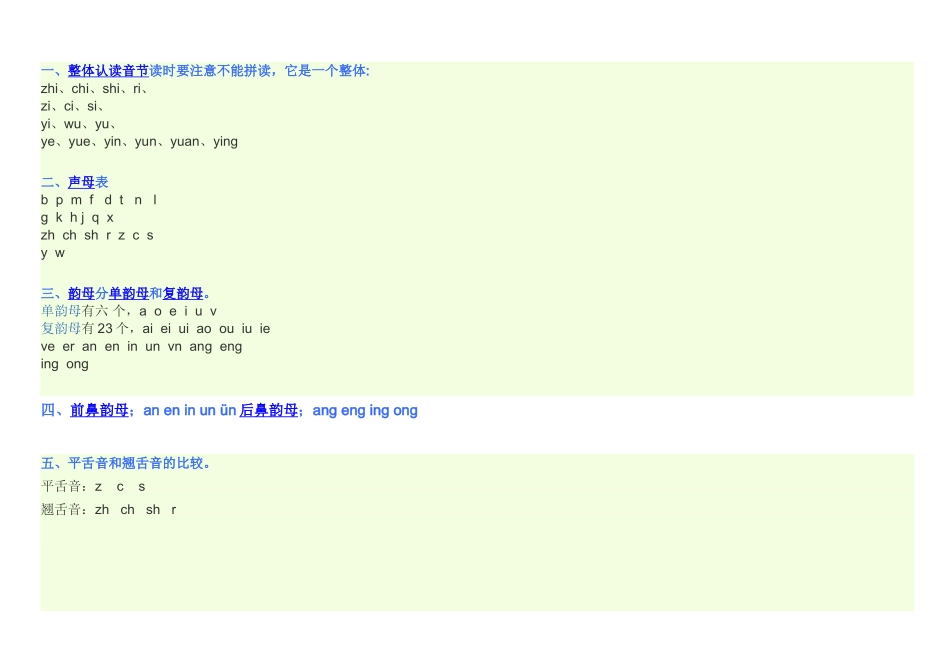 整体认读音节、声母、韵母表_第1页