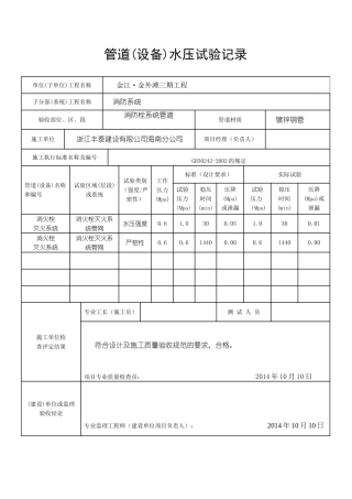 消防隐蔽工程验收记录表