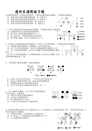 遗传系谱图练习题