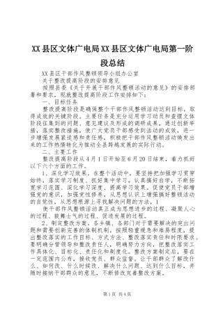 XX县区文体广电局XX县区文体广电局第一阶段总结 (3)