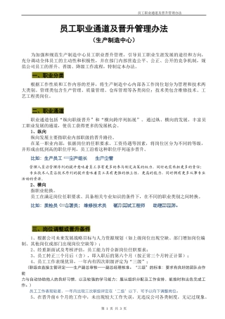 员工职业通道及晋升管理办法