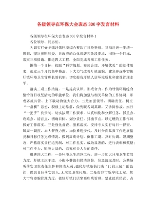 各级领导在环保大会表态300字发言材料 
