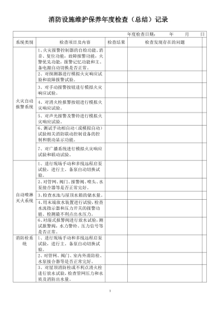 消防维保年度检查记录表