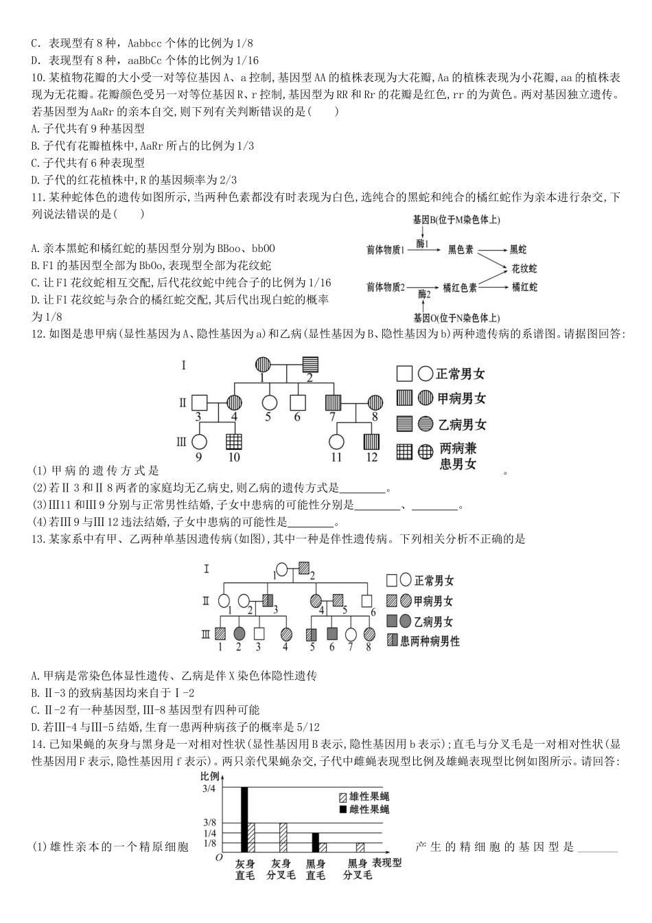 遗传定律与遗传概率计算题_第2页
