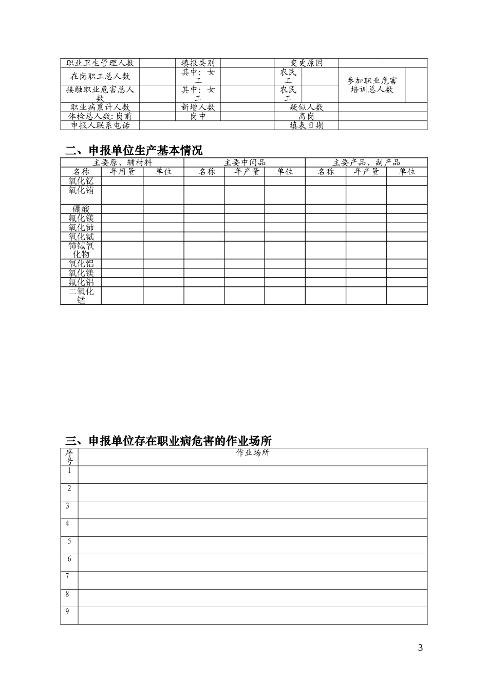 作业场所职业危害申报表(最新)_第3页