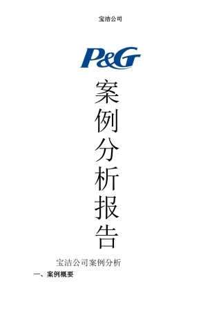 宝洁公司案例分析