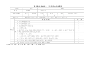 小学数学课堂观察量表